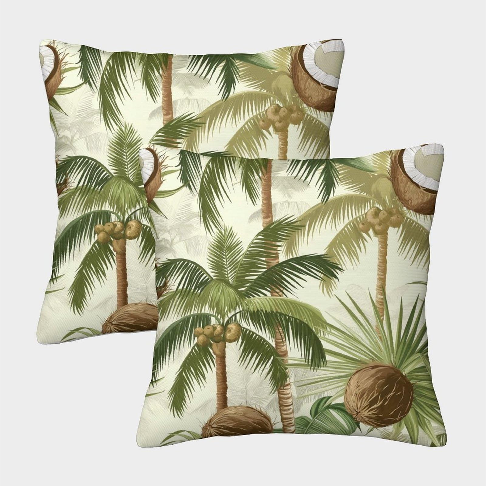 kaiyun 2 Pack Coconut Personalised Cushion Cover Palm Tree Home Sofa Decoration 40x40cm Pillow Covers
