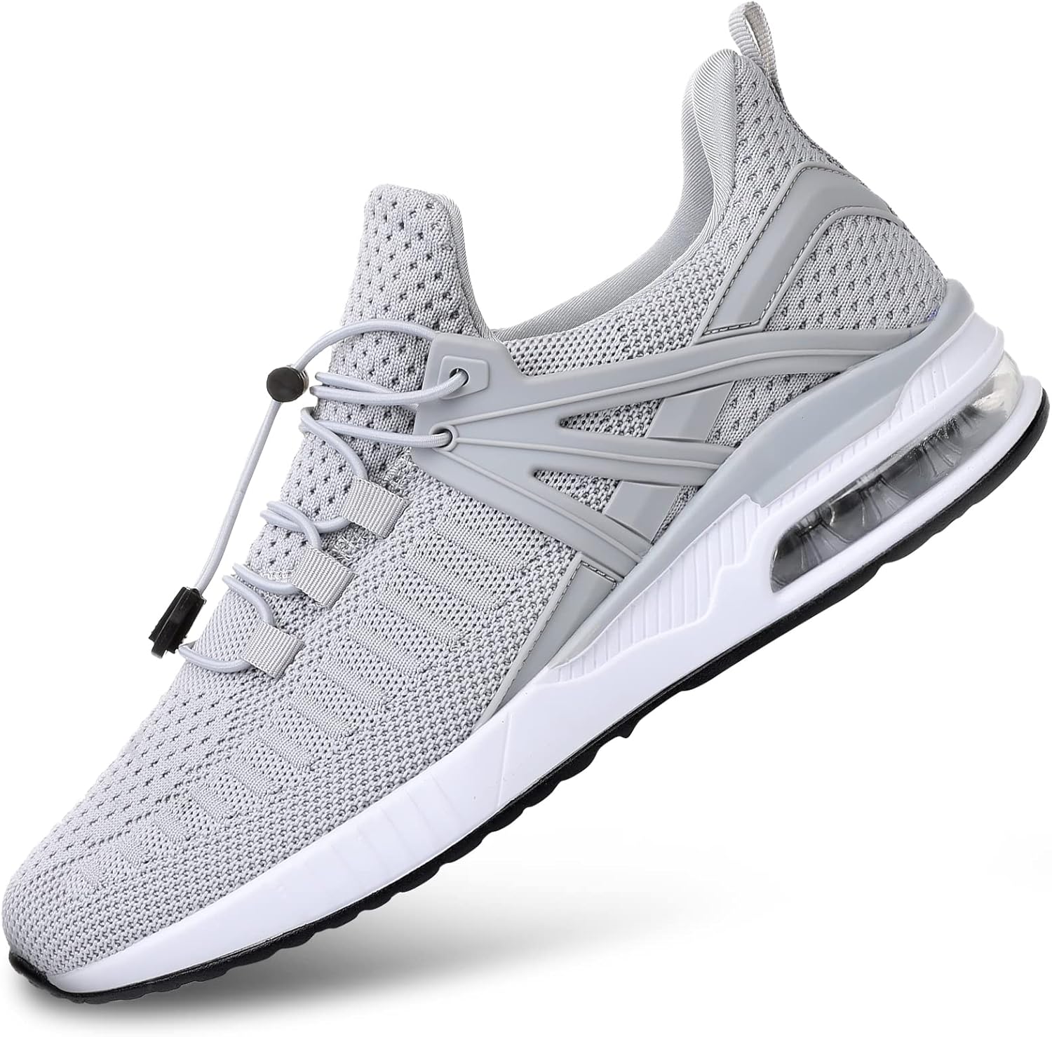 BOGOVER Men's Walking Shoes Non Slip Running Tennis Shoes Breathable Lightweight Air Cushion Sneakers for Tennis Gym Jogging(Grey, Numeric_12)