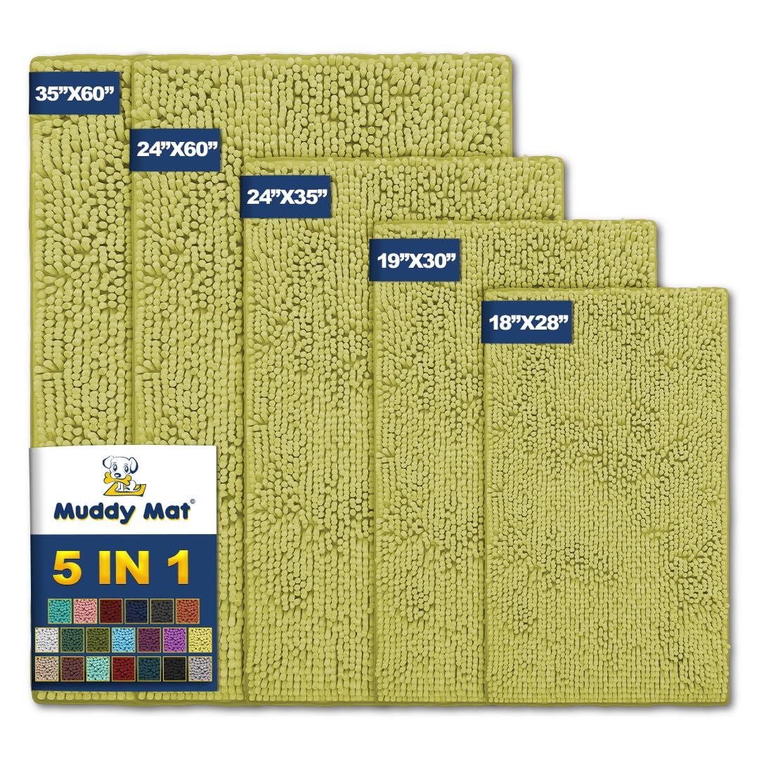 Muddy Mat Pack of 5 Highly Absorbent Microfiber Door Mat and Pet Rug Non Slip Thick Washable Area