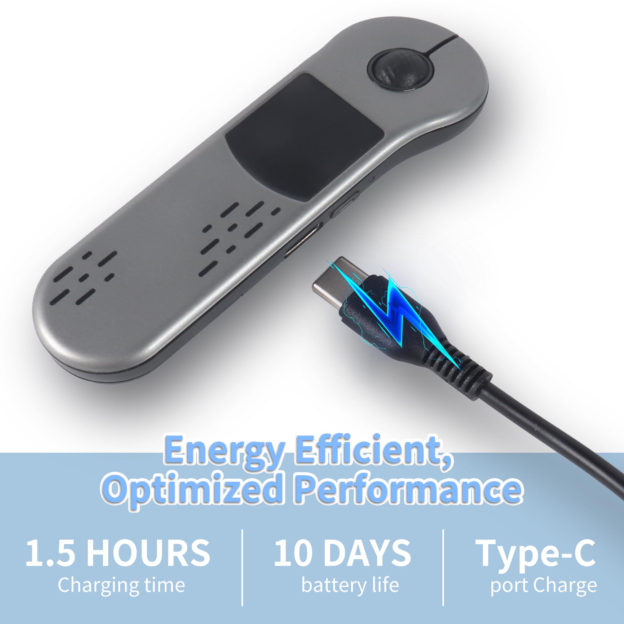 Mini ratón Bluetooth con punteras de los dedos, BT5.3 + 2.4 G + USB-C, tres modos+panel táctil, 4 en 1 portátil Page Turner Handheld Air Mouse Presenter mando a distancia, desplazamiento inalámbrico