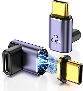 USB C Magnetic Adapter (2 Pack) 24 pins Right Angle USB C 90 Degree Adapter with PD 100w USB4 40Gbps 8K 60Hz Video for Thunderbolt 4 MacBook Pro/Air, Steam Deck, Switch, VR and More Type C Devices