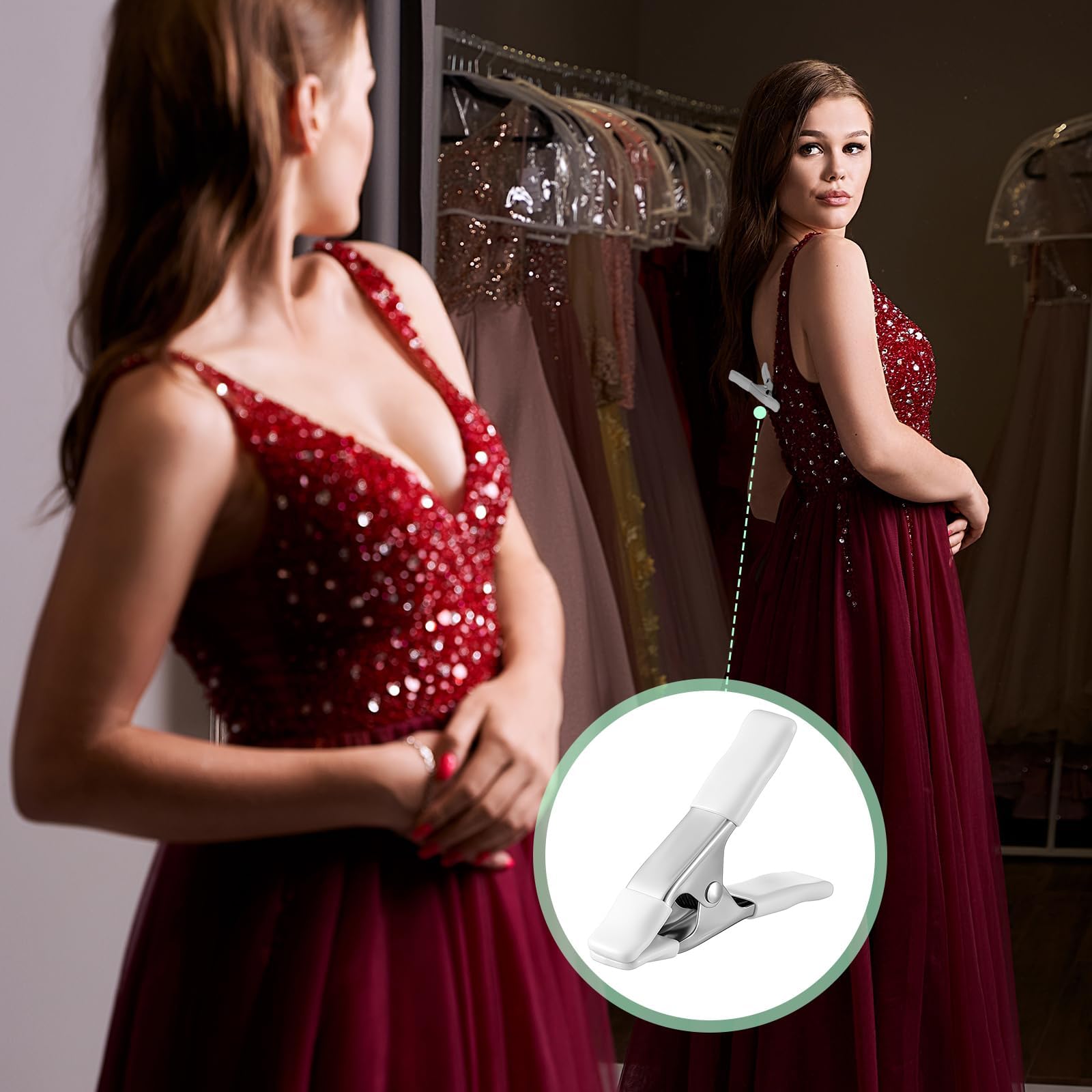 4pcs Pinces à Vêtements De 10,6cm Pour Robes De Mariée, Essayages Robes