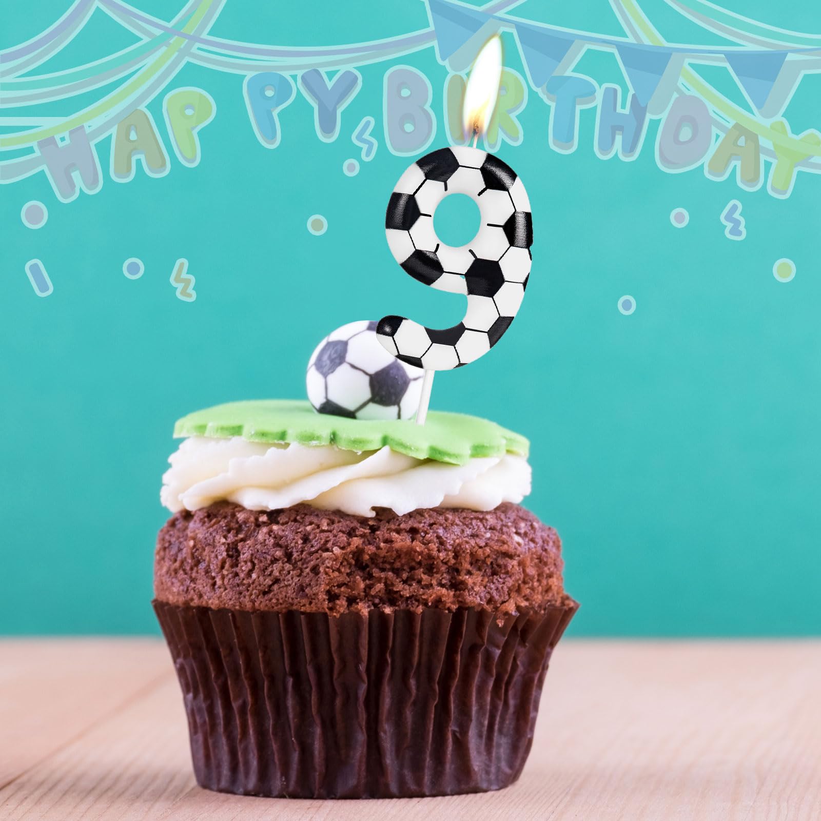 10 Pièces Bougies D'Anniversaire Football Bougies De Football Bougies