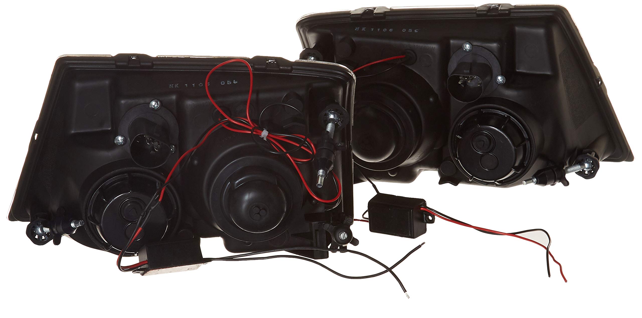 Spec-D Tuning Black Halo Rim Projector Headlights Compatible with 1998-2000 Ford Ranger, Left + Right Pair Headlamps Assembly