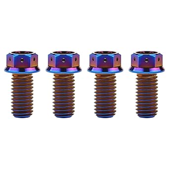 Wanyifa Titanium Flange Hex Head Bolt M10 20 25 30 35 40 45 50 55 60 65 70 75 80 85 90mm Screws Pack of 4 (M10x20mm Pitch 1.25mm, Burnt Blue)