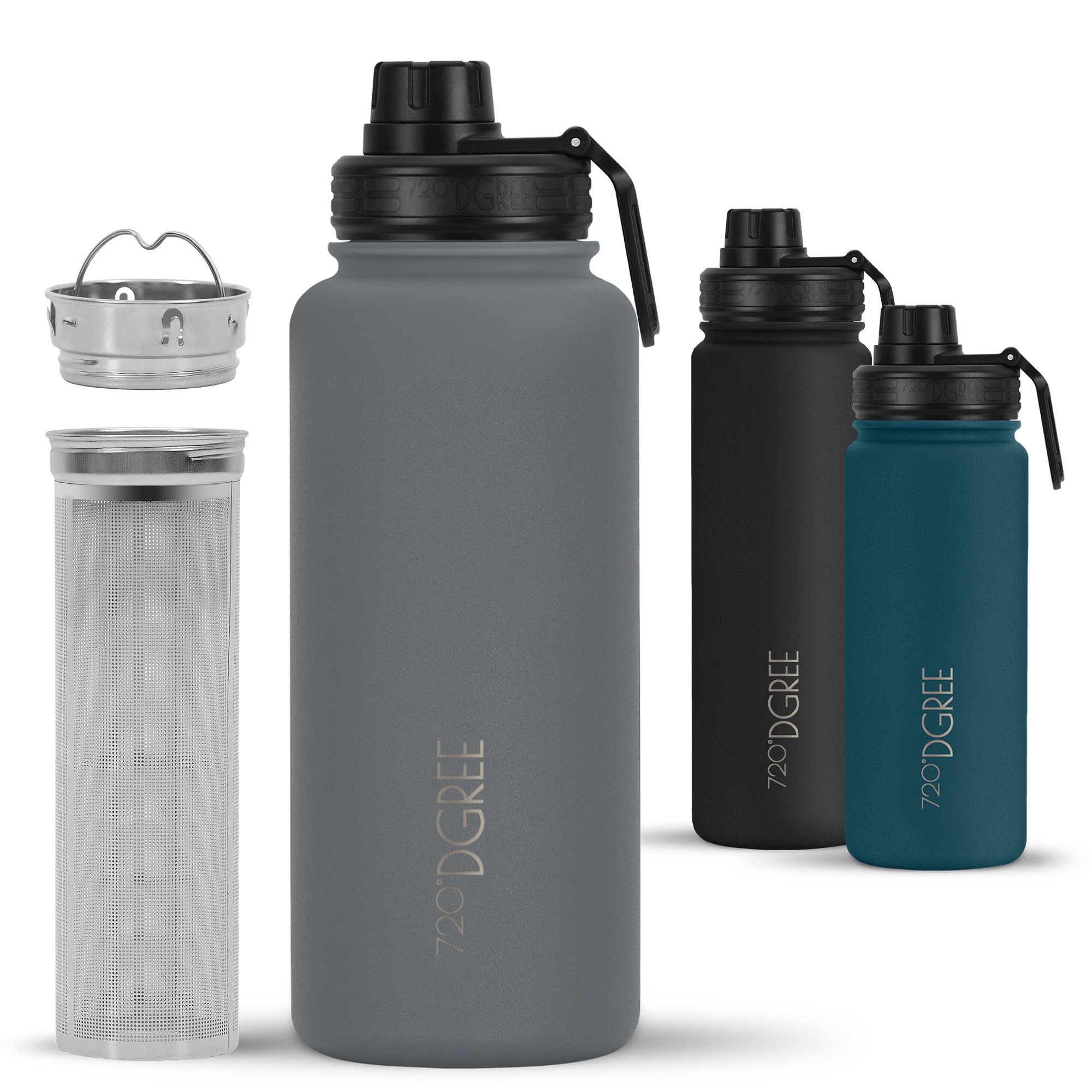 720°DGREE Vaccum Insulated Water Bottle + Infuser “noLimit“ - 950ml - Leakproof, BPA-Free, Thermo Stainless Steel Flask - Carbonated Drinks, Sports, School, Travel, Hiking, Outdoor +Sports-Cap