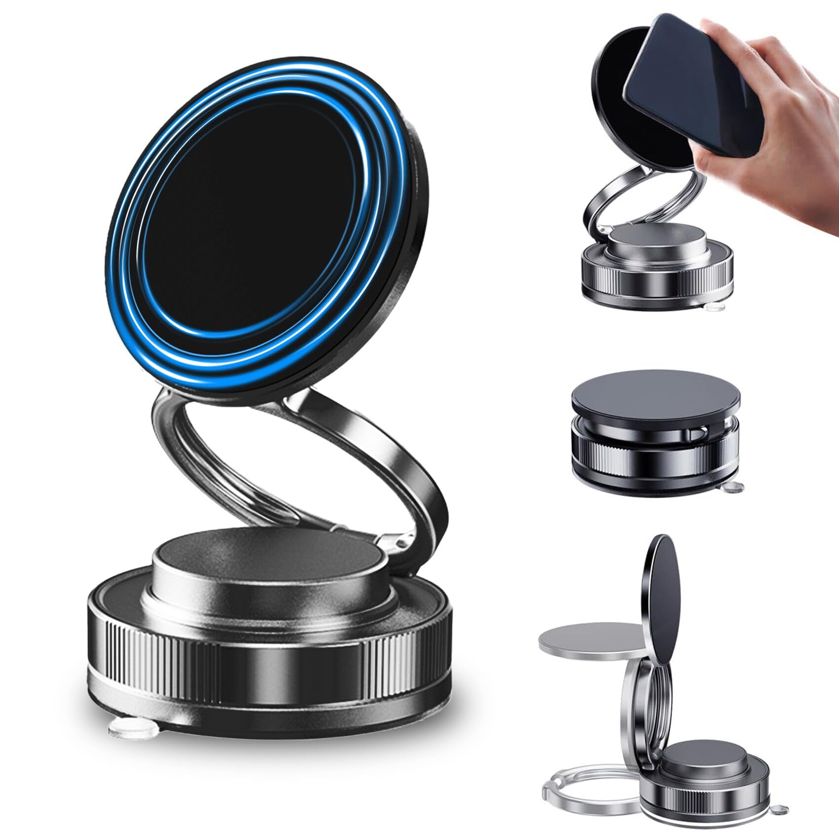 Yolistar Portátil Soporte Movil Coche Ventosa con mag, [Rotación de 360° & Plegable], para Soporte Movil Coche, para Coche/Parabrisas/Vidrio/Cualquier Superficie Lisa