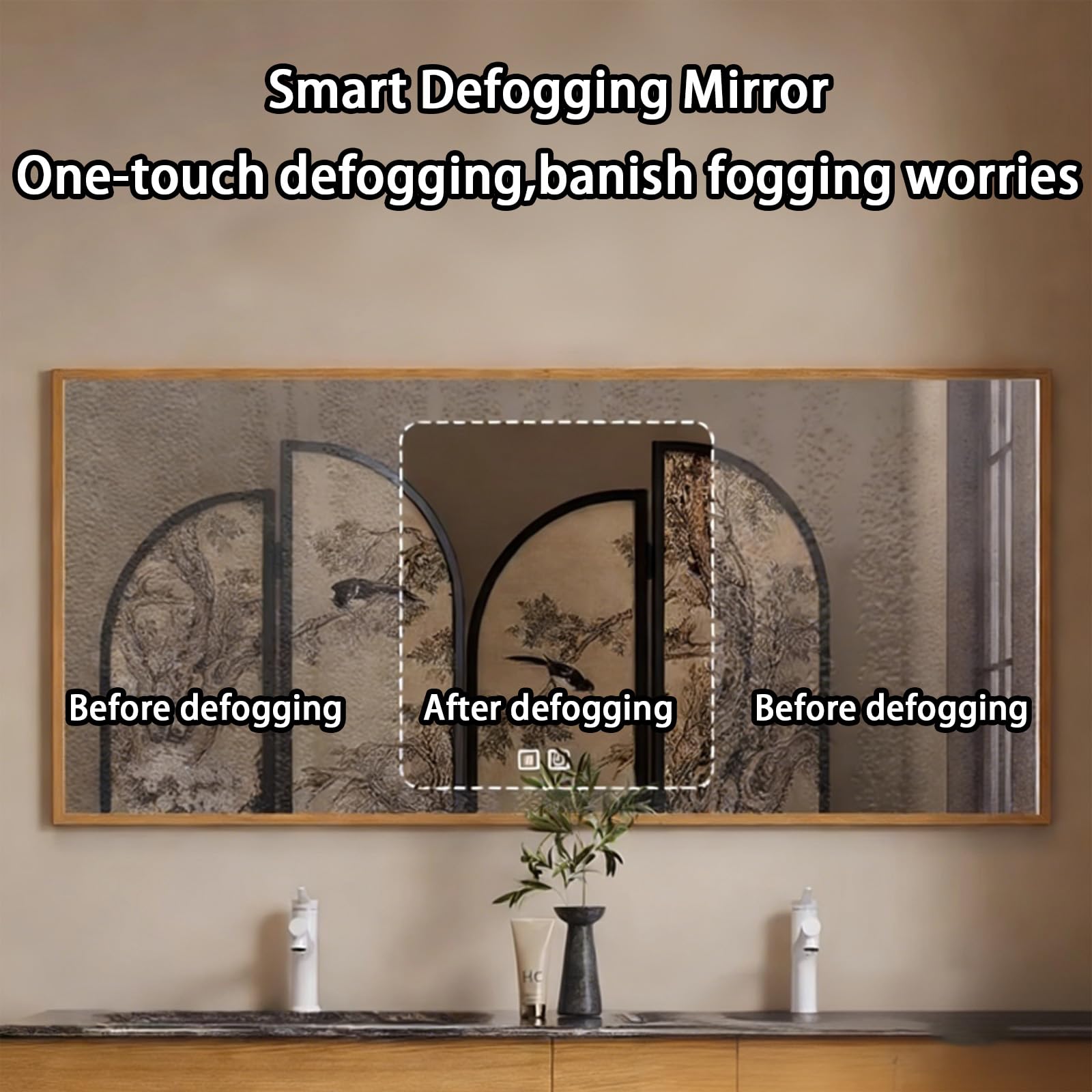 52 Inch Double Sink Bathroom Vanity - Floating Bathroom Vanity with Smart Defog Mirror and 4 Drawers Storage — view 4