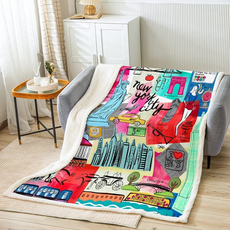 Couverture polaire New York 150x200 cm plaid Sherpa lit et canapé