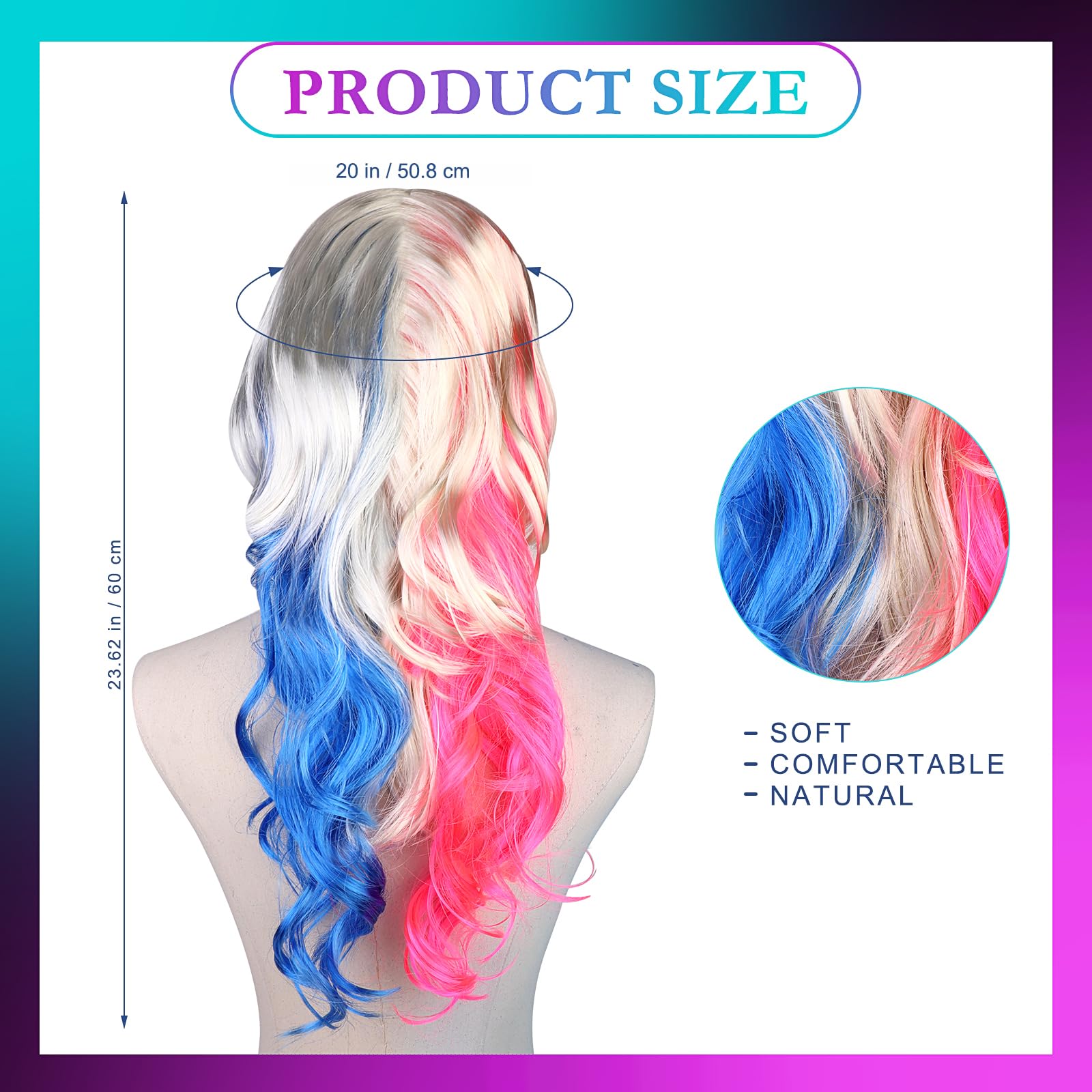 Perruque Bouclée Bleue 40cm - Déguisement Marge Simpson - Pour Cosplay, Halloween, Carnaval - Synthétique