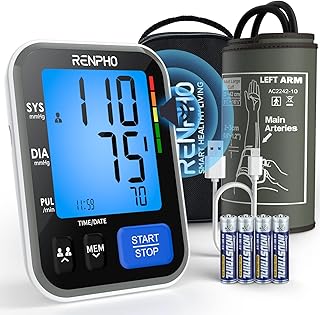 RENPHO Blood Pressure Monitors with Voice Broadcast, Upper Arm Blood Pressure Machine for Home Use, Large Cuff BP Monitor Irregular Heartbeat Detect Accurate Results, 2 * 120 Memories