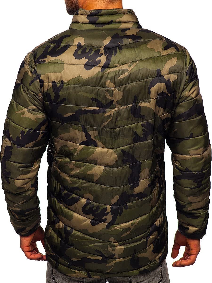BOLF Hombre Chaqueta de Entretiempo Deportiva Cierre de Cremallera Cuello elevado Cazadora Ropa de Abrigo Plumas Outdoor Básico Estilo Diario 4D4