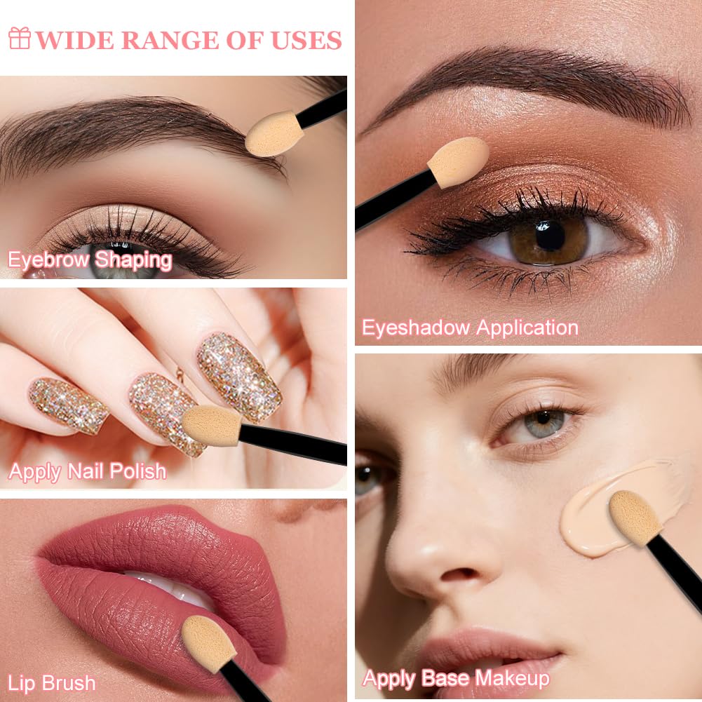 BUTBU 50 Piezas Aplicador de Sombra de Ojos, Brocha de Esponja para Sombra de Ojos de Doble Punta, Brocha para Somb-ra de Ojo-s, para Maquillaje Principiantes Chicas — view 7