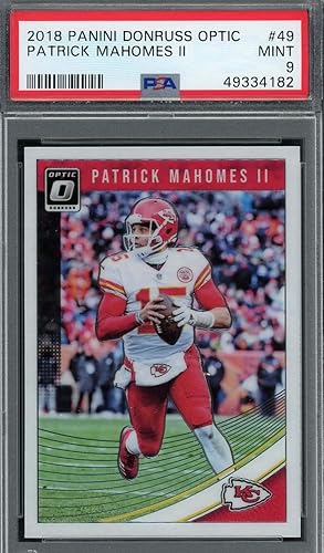 Patrick Mahomes II 2018 Donruss Optic Football Card #49 PSA 9 Graded (Cert #49334182)