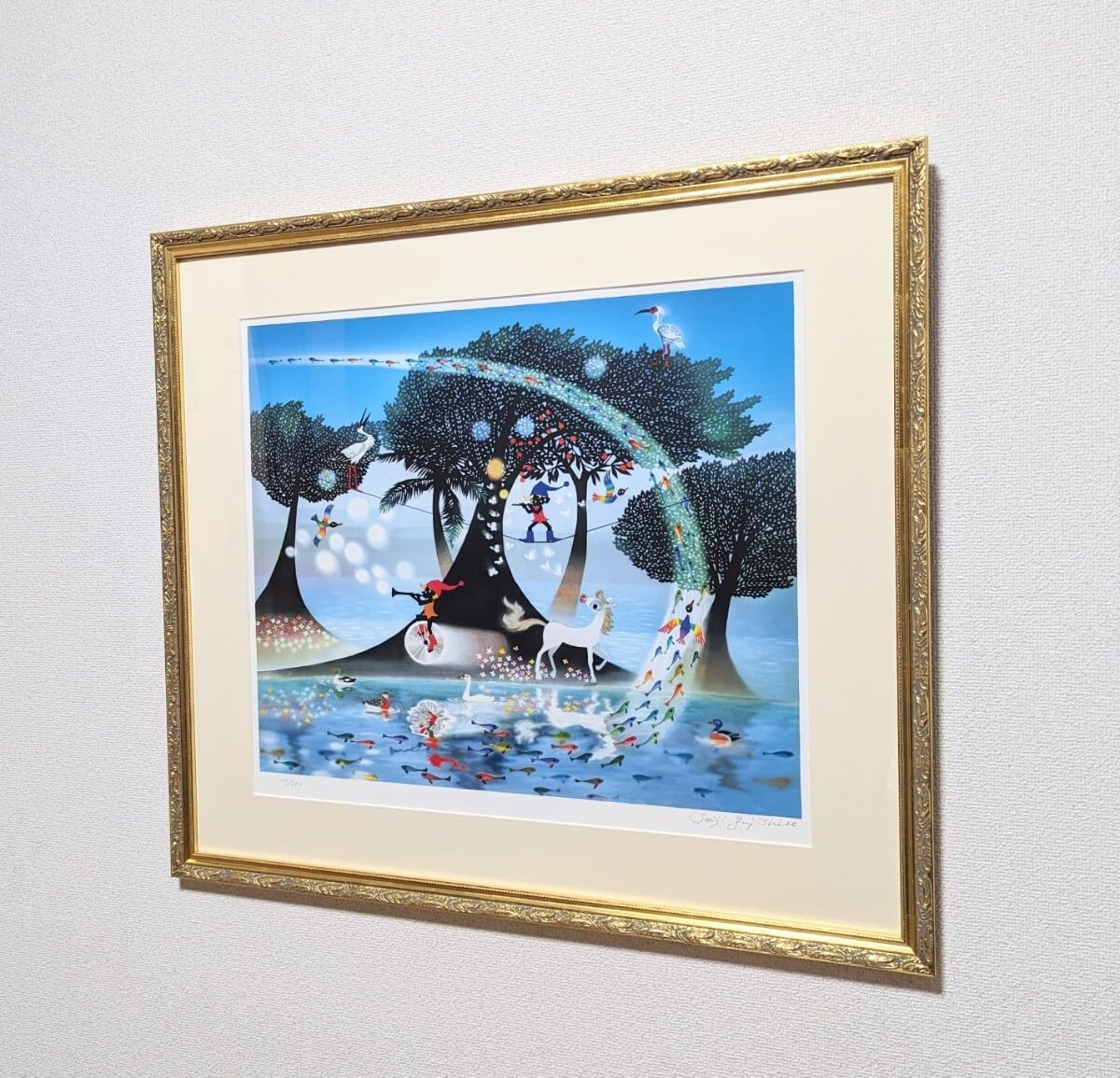 額装　藤城清治　「生きるよろこび」 Amazon.co.jp: 藤城清治 「生きるよろこび」 セリグラフ版画