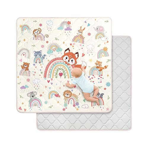Tapete de juego para bebé, tapete Toodler de 50 x 50 pulgadas, espuma extra gruesa antideslizante, lavable, cojín para gatear para jugar con el