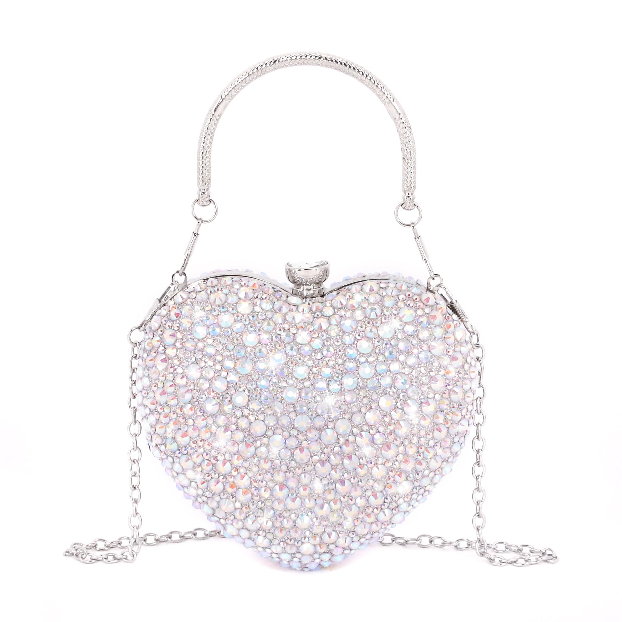 Naimo Damen Herz Clutch Strass Handtasche Glitzer Mini Tasche Abendtasche für Party Hochzeit Cocktail