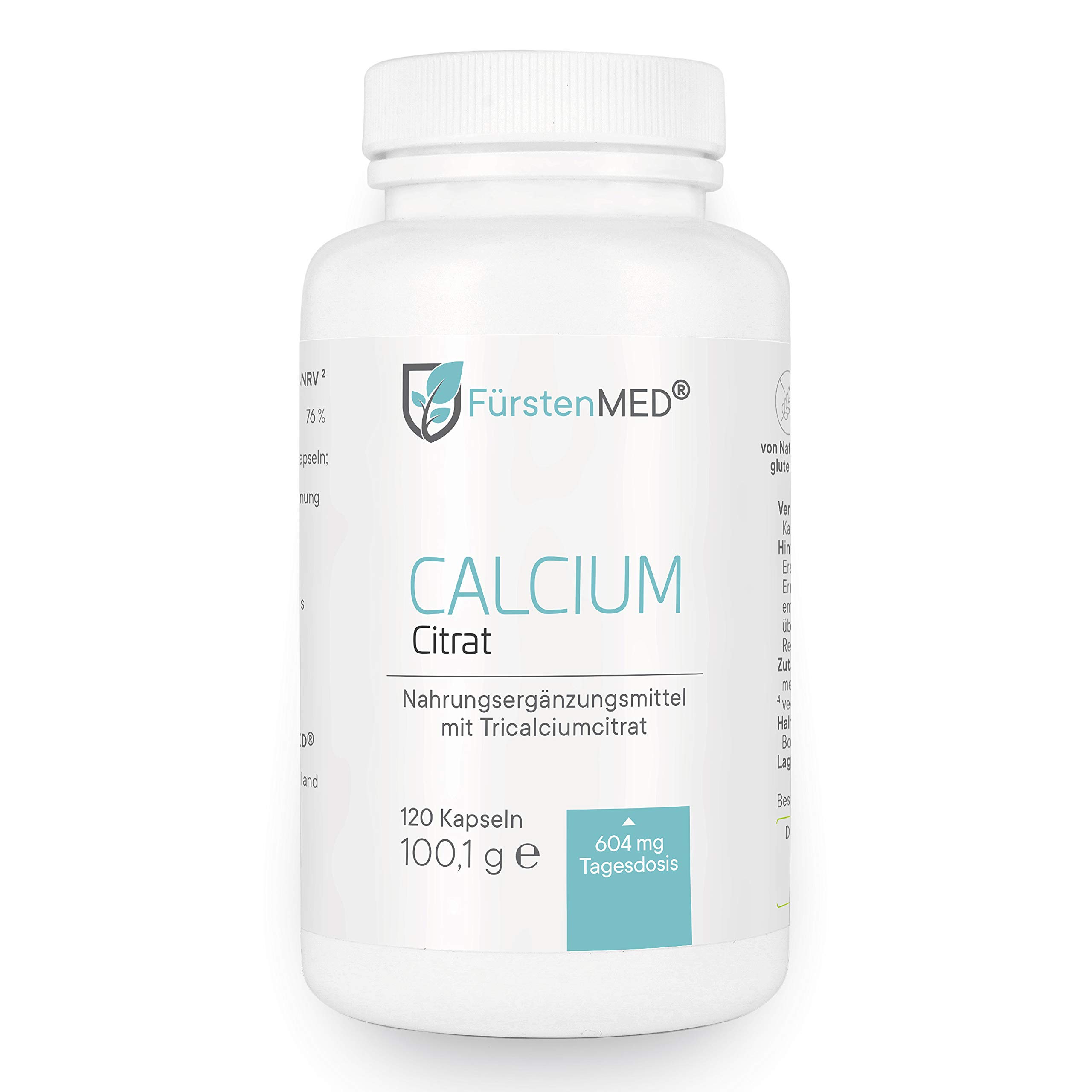 FürstenMED® 120 Calcium Citrat Kapseln (Hochdosiert) - Reines Tricalciumcitrat - Vegan - Laborgeprüft & Ohne unerwünschte Zusatzstoffe