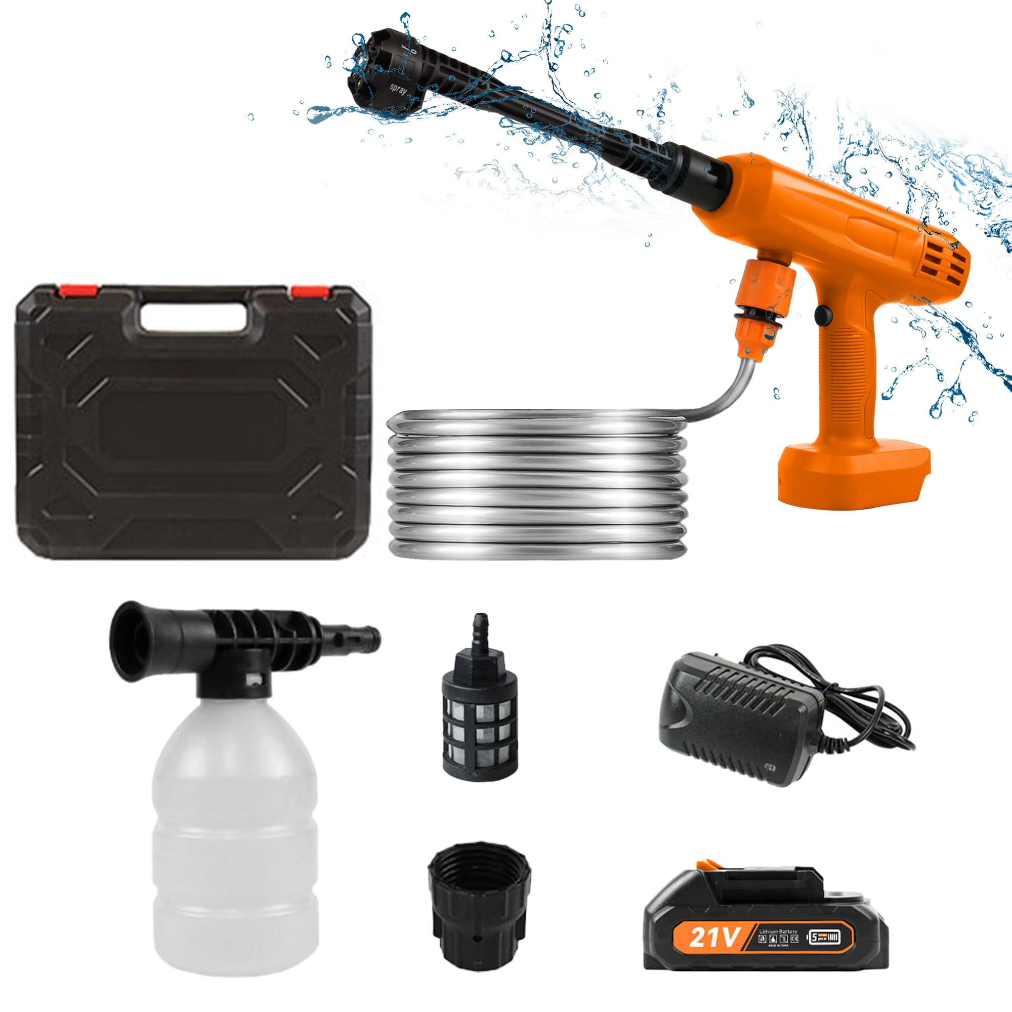 Amazon.com : VLAIAN Cordless Pressure Washer,1200PSI Portable Power Washer  with 4Ah Battery&Charger,6-in-1 Nozzle,5 Meter Hose,Handheld High-Pressure  Car Washer for Cars/Yard/Home/Floor (Light Green) : Patio, Lawn & Garden
