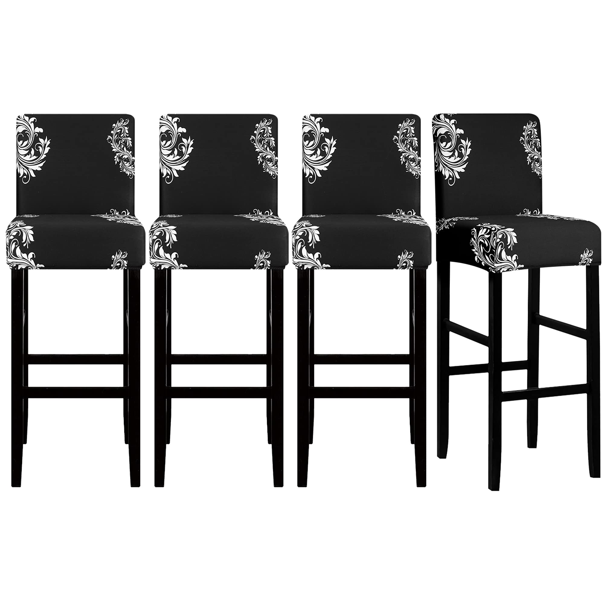 Lellen Bar Stool Covers Set of 4 - Pattern Barstool Seat Covers,Stretch Bar Chair Covers,Removable Bar Stool Chair Covers,Chair Slipcovers,Stool Covers for Kitchen Dining Room Counter Island(125870)