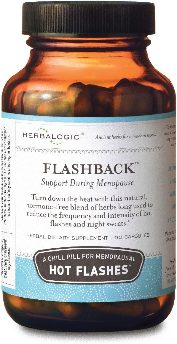 Herbalogic - Flashback Herb Capsules - Natural Relief for Menopausal Hot Flashes, Night Sweats, Sleeplessness, Irritability & Mood Swings - 90 Cap Count