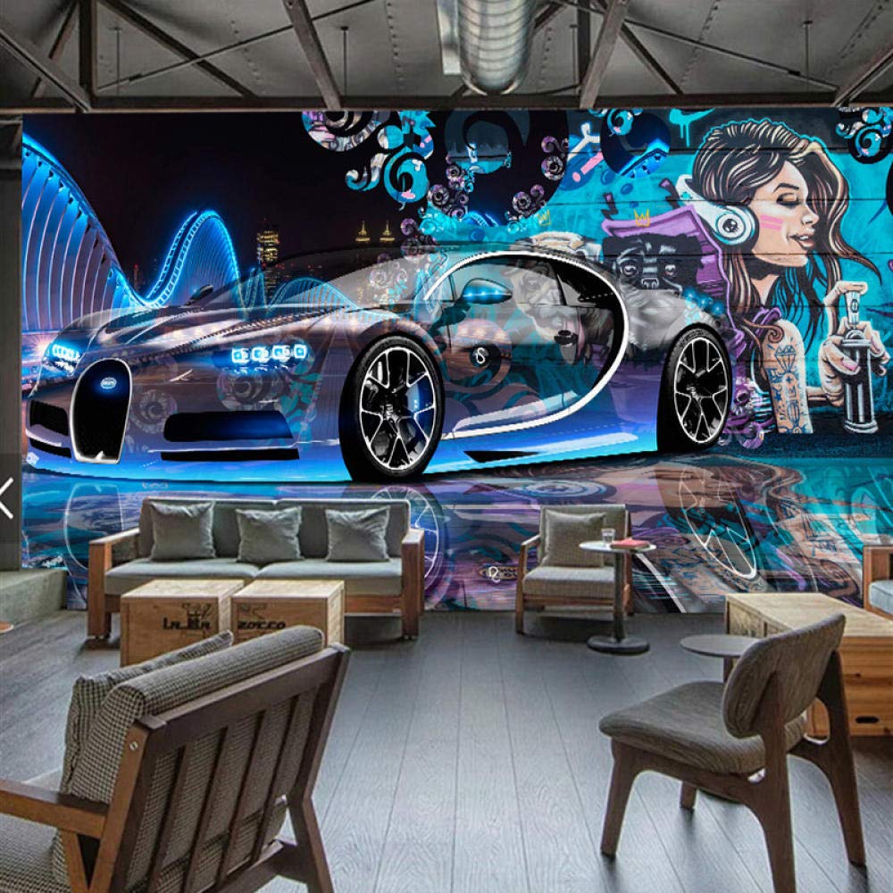 Moderne rue créative Graffiti Voiture de Sport Photo Papier peint Restaurant Club KTV Bar 3D Papier peint Mural Papier peint Pour enfants-300cmX210cm