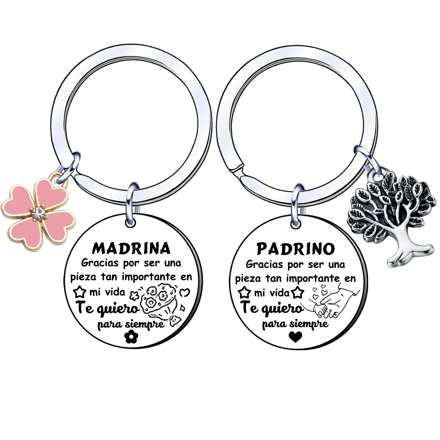 AIMINI 2ps Regalo Padrinos Bautizo Llavero Llavero Padrino y Madrina Padrino Regalo Llavero del Padrino Madrina idea Regalo Navidad Padrino y Madrina Regalo día de Pascua Bautismo (2)