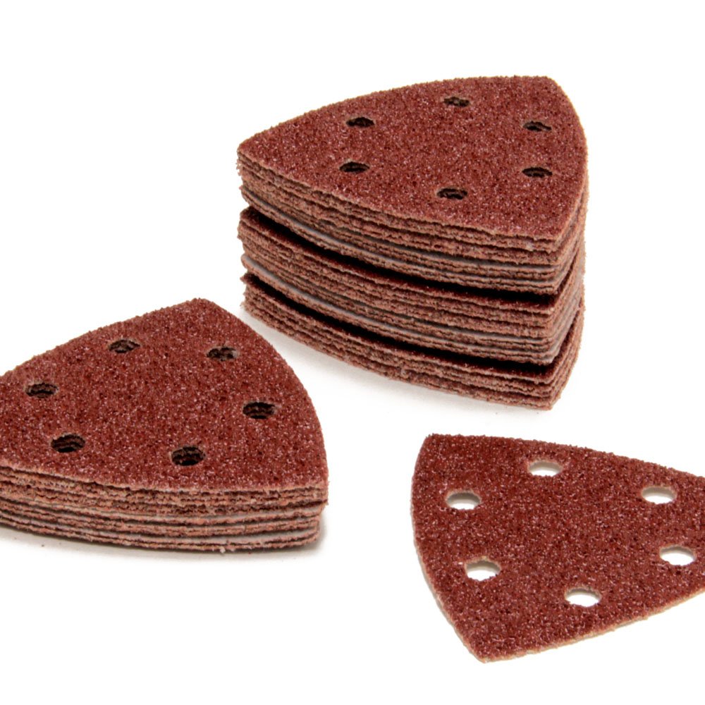 Lot De 50 Disques Abrasifs Triangulaires, 6 Trous, 90 Mm, Grain
