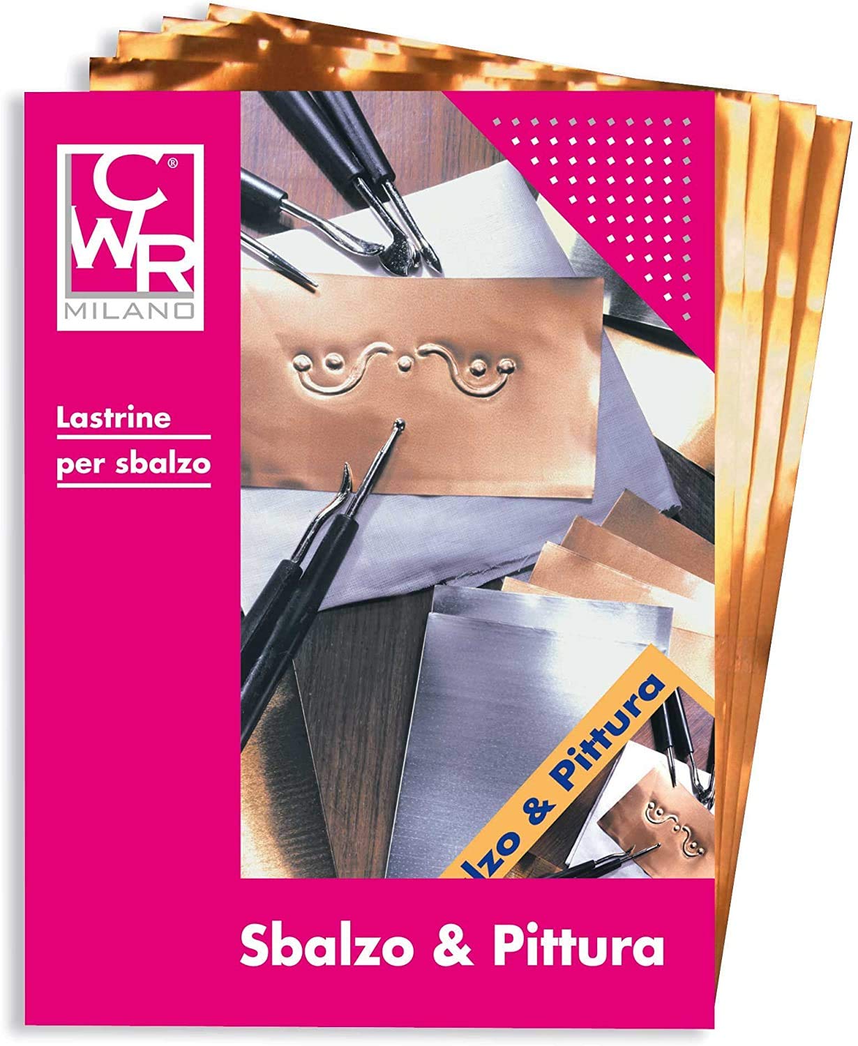 12 pz Lastre lastrine in Rame Alluminio anodizzato Spessore 0,1mm Formato Fogli 15x30 cm per sbalzo Incisione Scuola Belle Arti targhe