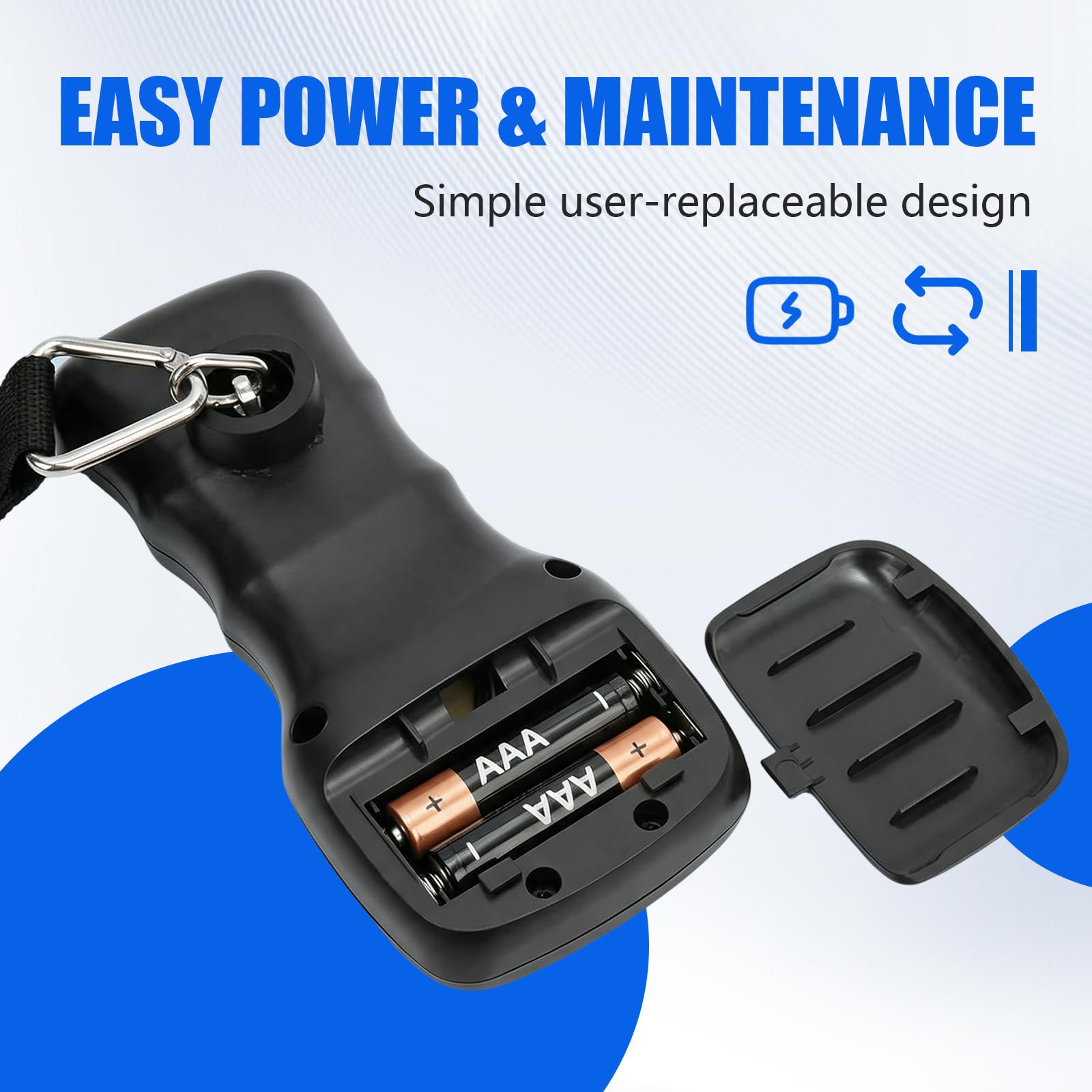 Tragbare Gepäckwaage Reise Digital, 44kg/97lb Kofferwaage, ABS Hängewaage, Schwarz Gepäckwaage mit Haken, Stabile Gewichtsmaschine für Gepäck, Reisen, Tasche