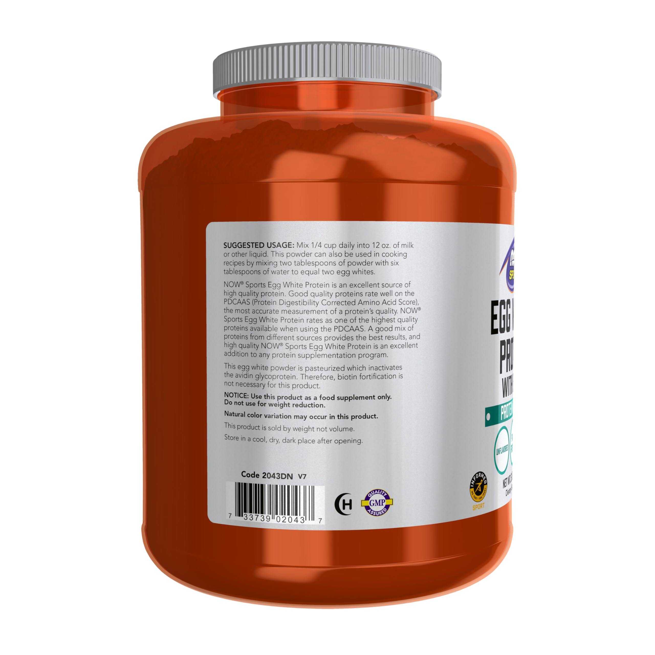 NOW Sports, Egg White Protein, 15g With BCAAs, Unflavored Powder, 5 lbs — Amazon image 3