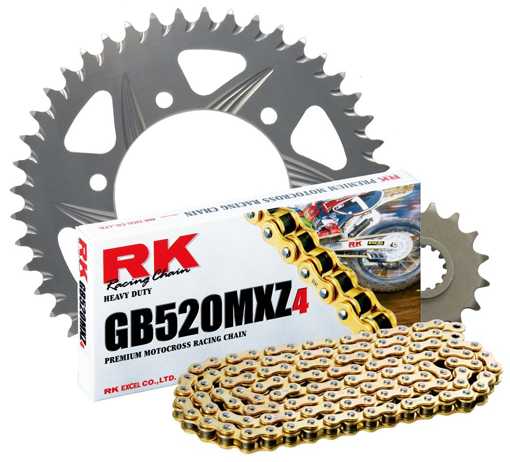 RK Racing Chain 1012878ZG Silver Aluminum Rear Sprocket and GB520MXZ4