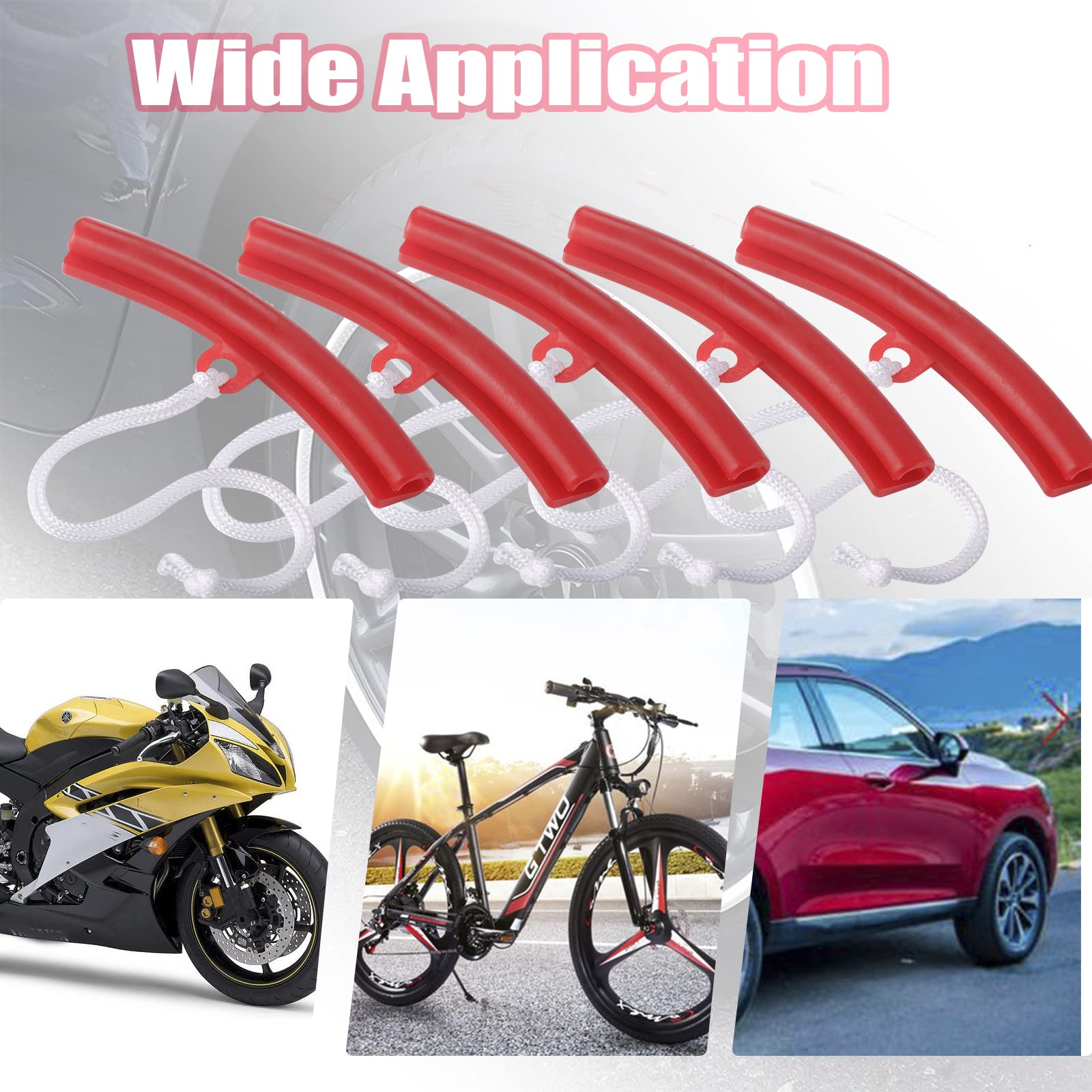 P1 Tools 5-Piece Wheel Rim Protector Set, Rubber Wheel Changing Rim Edge Savers for a Motorcycle, Car or ATV