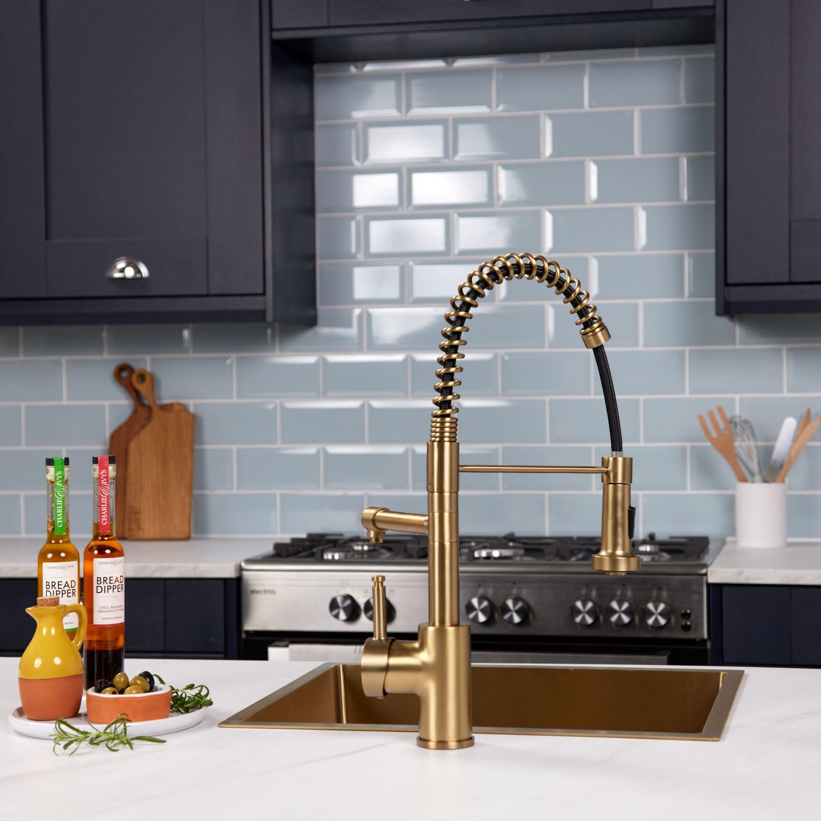 Flode Brushed Brass Flöde Böjig | Multiuse Style 3 In 1 Instant Boiling Hot Water Tap With Flexi Spray | 3 In 1 Boiling Water Tap Full Kit Including Filter And Tank (Brushed Brass)