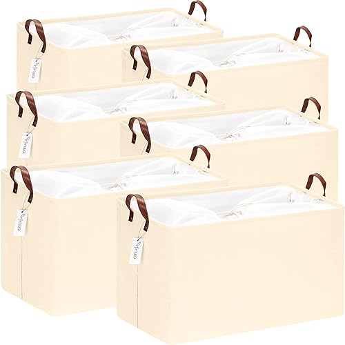 Hinwo Contenedores de almacenamiento extra grandes de 70 L, paquete de 6 organizadores y almacenamiento de ropa plegables con asas, contenedores