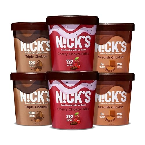 NCKS Paquete variado de chocolate sueco helado cremoso Keto sin azúcar añadido 2 chocolate - 2 chocolate - 2 chocolate de cereza - 2 brownies y