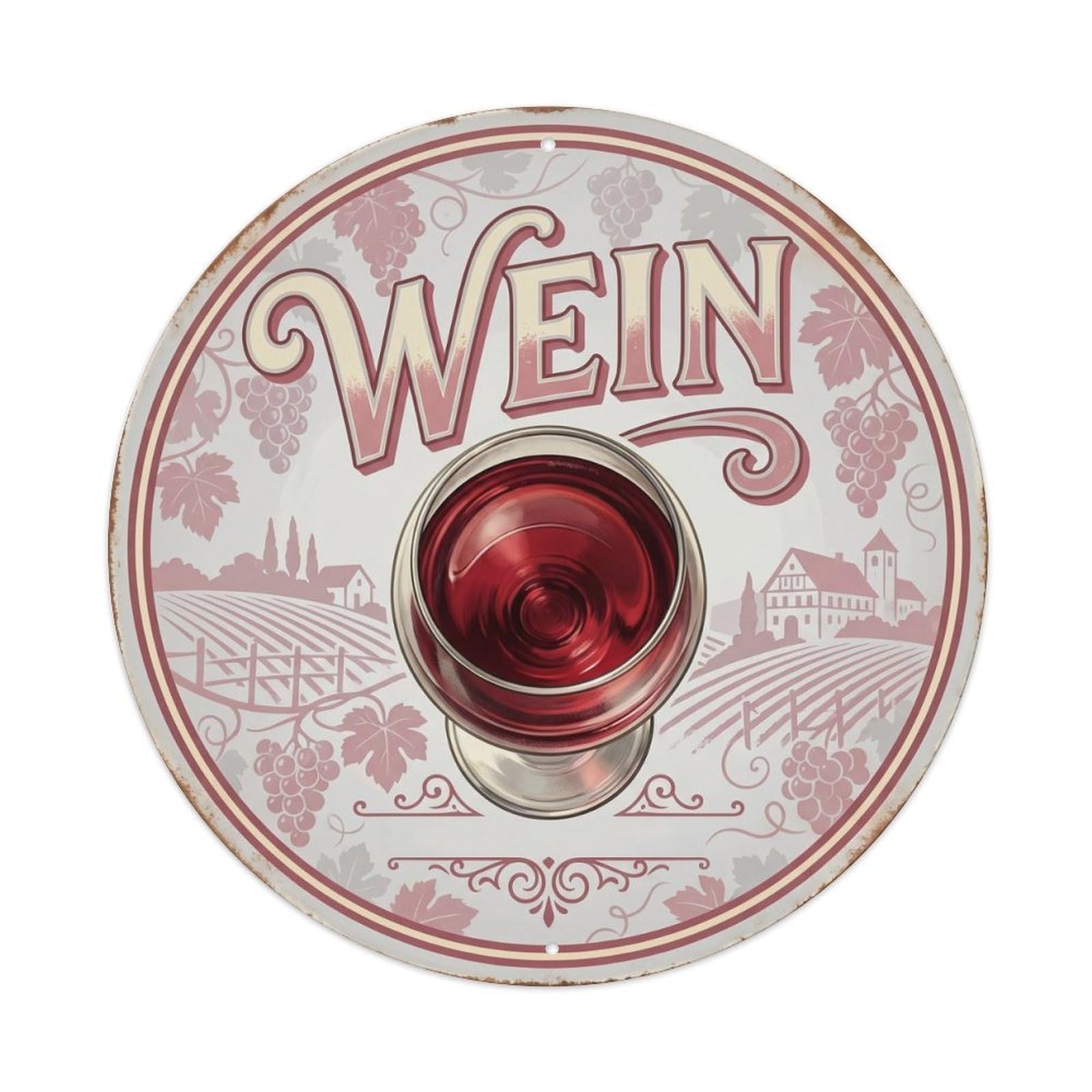 Winery Culture Vineyard Old World Wine Roadside Cafe Metal Tin Sign