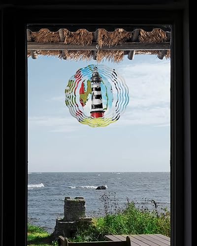 Miniatura 4 de Escultura de viento colgante de acero inoxidable 3D para interiores y exteriores, decoración de jardín para interiores y exteriores, isla costera