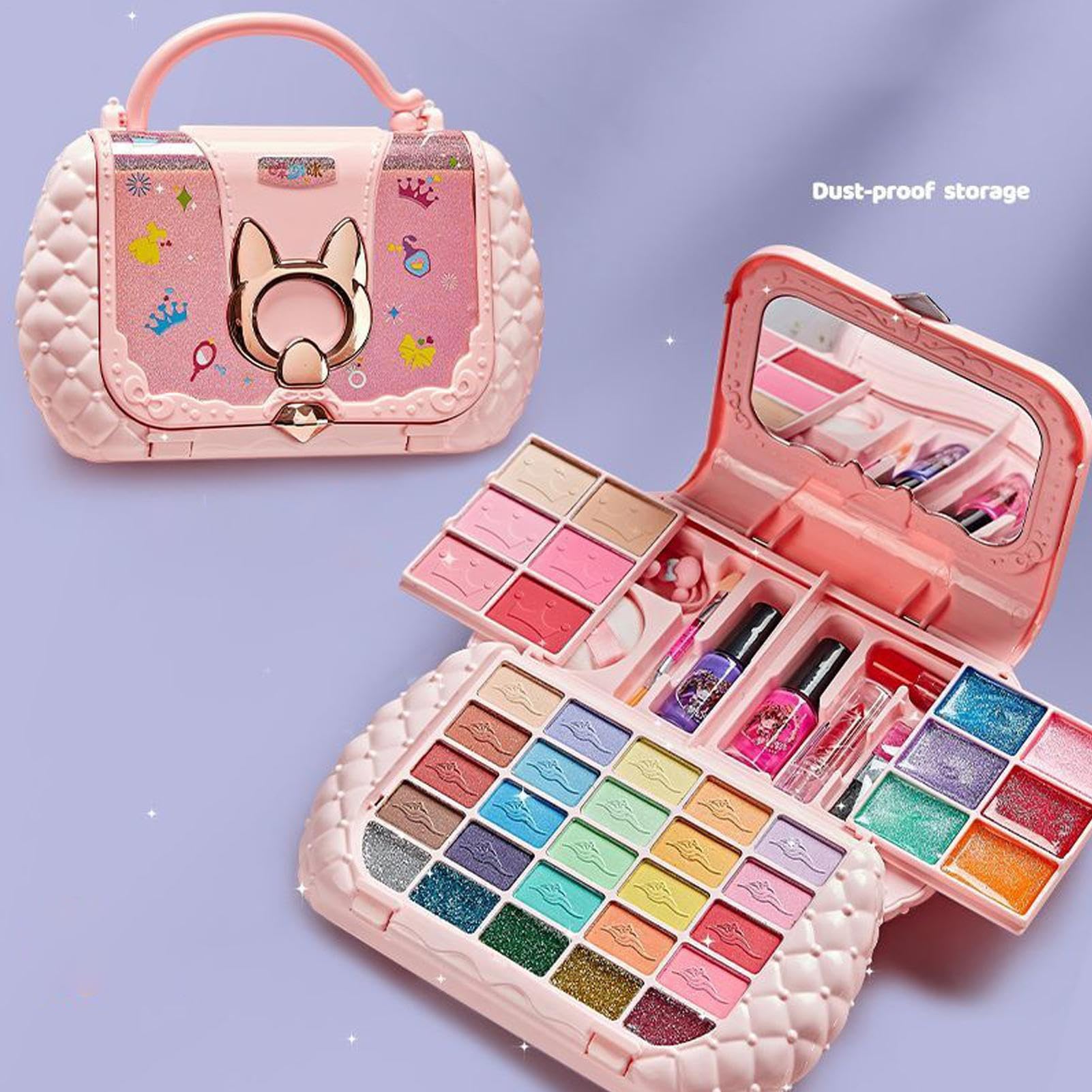 Kit Trucco Bambina Kit Trucco Reale Sicuro E Delicato | Set Cosmetico Giocattolo Vero Lavabile Per Bambini Di Ruolo Travestimento Festa Salone Di Bellezza Cosmetico Glitter