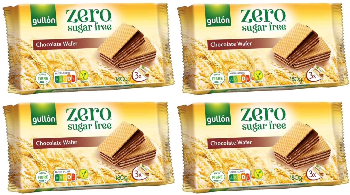 Gullon Zuckerfrei Schokolade Creme Obladen 180 gm 4er Pack