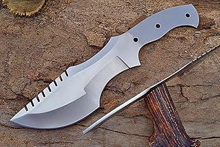 Fexmoo -7252 Custom Handmade D2 Steel Tracker Knife Blank Blade, Blank Blade For knife making, Gray - Mega Blades