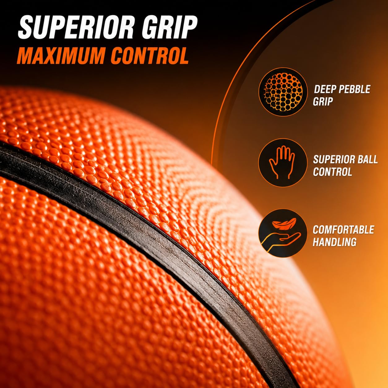 Vinex Impulse Basketball Size 6, Moulded Natural Rubber Basketball with Nylon Winding, Durable Grip & Bounce, Rubber Bladder for Indoor Outdoor Training and Play, 600 g with Free Air Needle 3