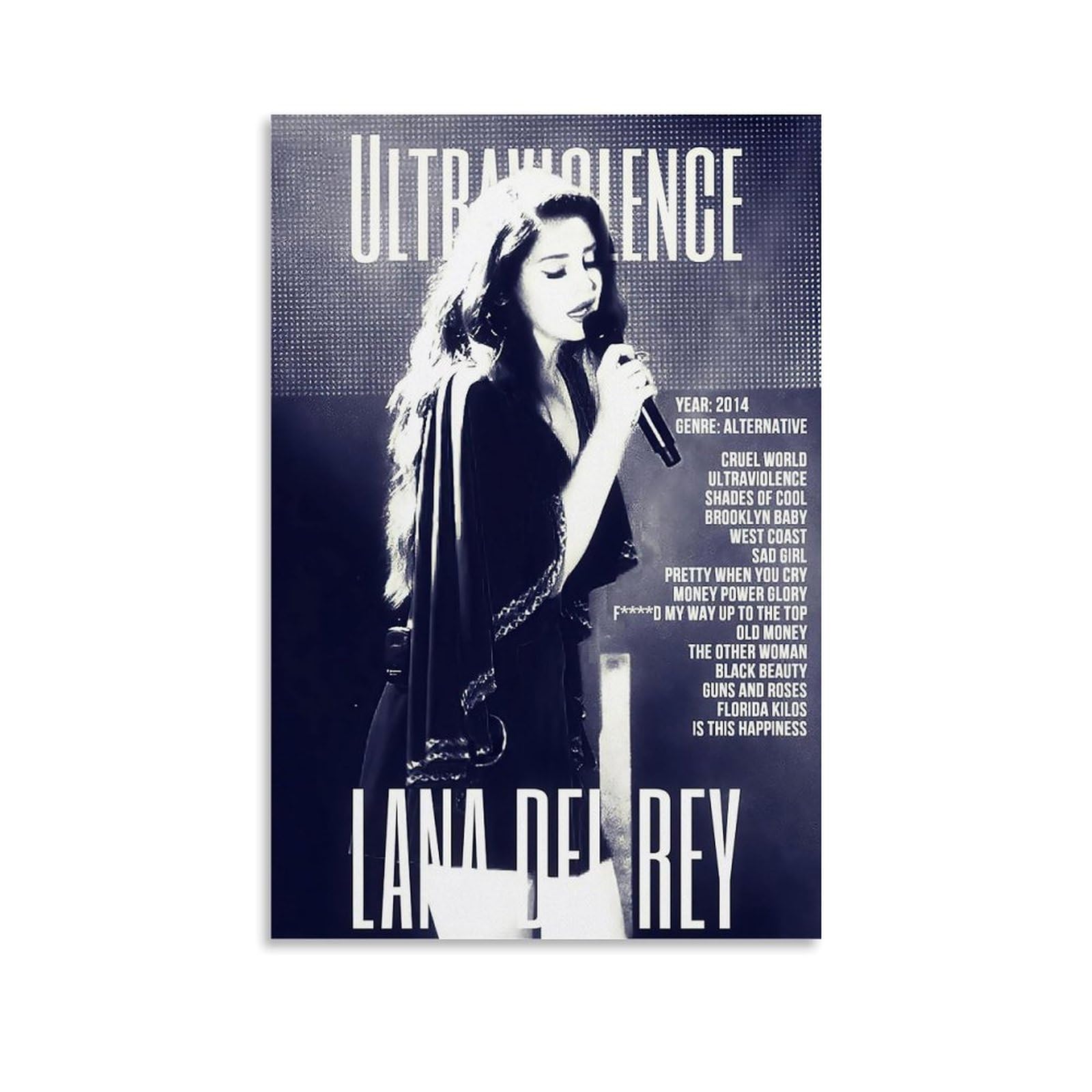 Lana Del Rey Poster Singer Music Vintage Cover Poster Canvas Painting Wall Art Picture Home Decor Print For Bedroom Living Room Dorm Study Bar Office 12x18inch(30x45cm)