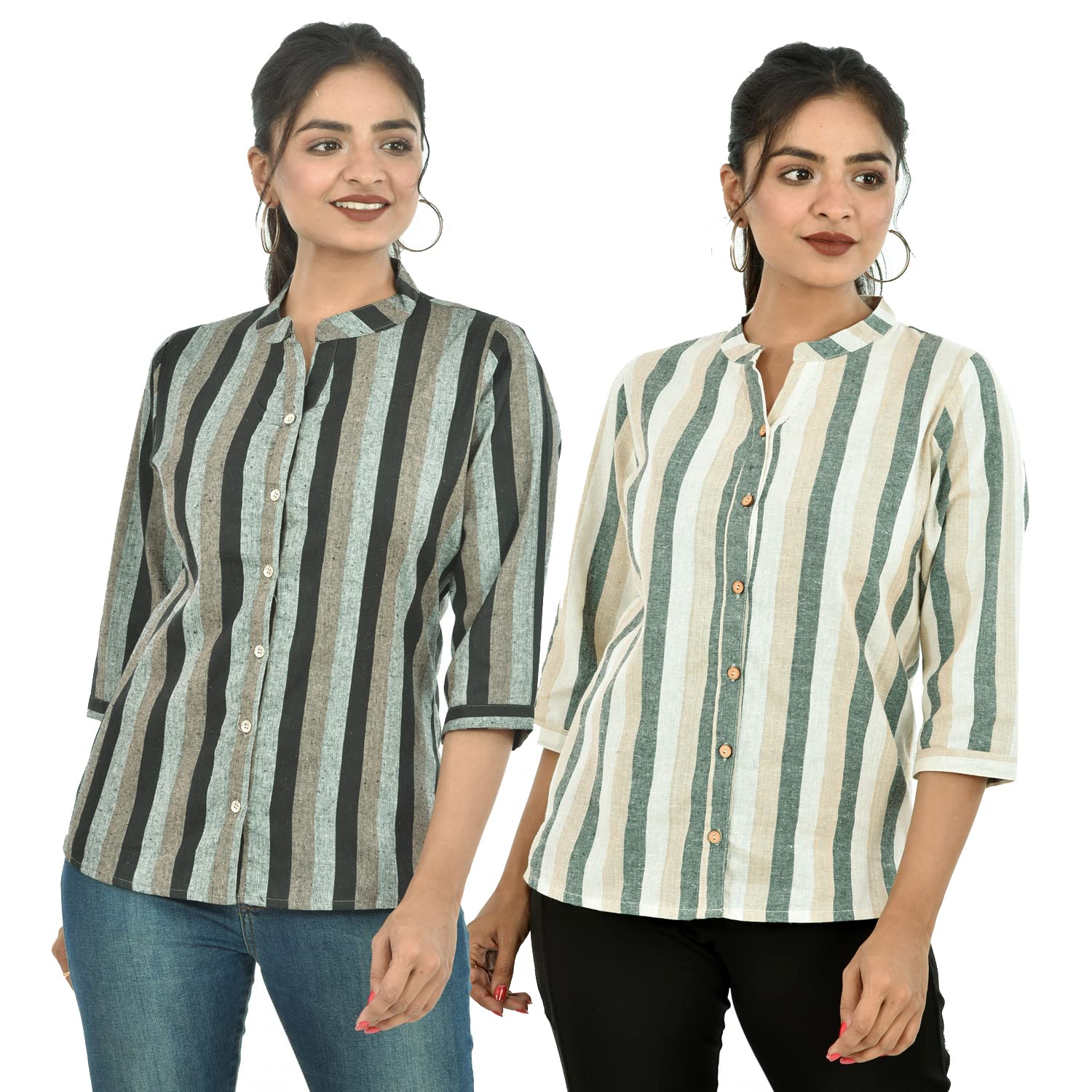 Women/Girls South Cotton Stripe Regular Fit Shirts-picture-27
