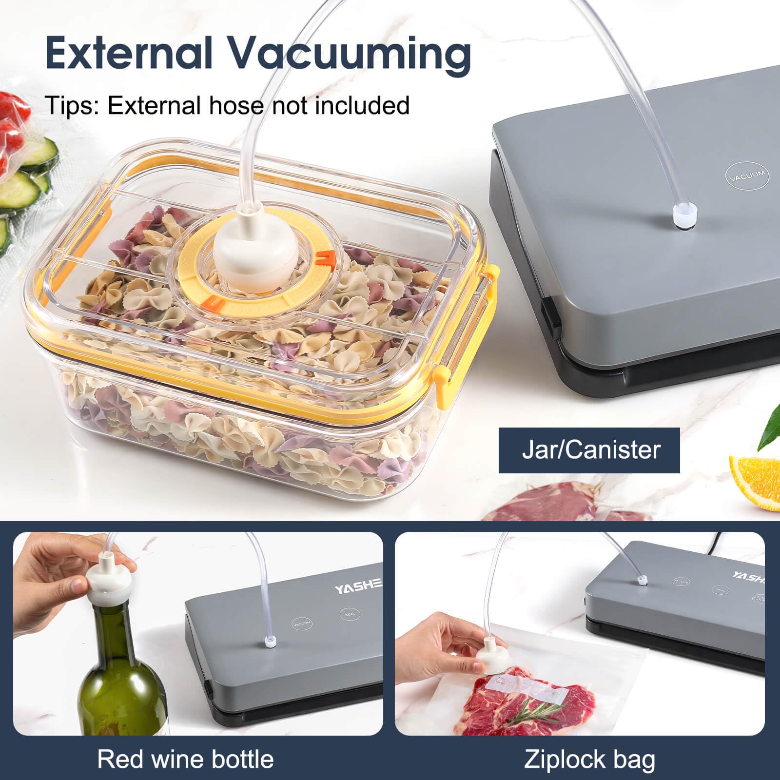 YASHE 5-in-1-Vakuumiermaschine mit Trocken- und Feucht-Modi, Multifunktions-Vakuumiermaschine für Sous-Vide-Kochen, 30 cm Naht zum Konservieren von Fleisch, Fisch, Obst und Gemüse