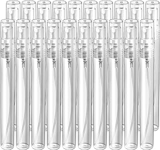 Teenitor Mini Spray Bottle, 20 Pack 10ml Perfume Bottle Empty, Plastic Refillable Perfume Bottles Atomizer, Sample Bottle Fine Mist Spray Bottles for Perfume, Essential Oil Portable Bottle for Travel