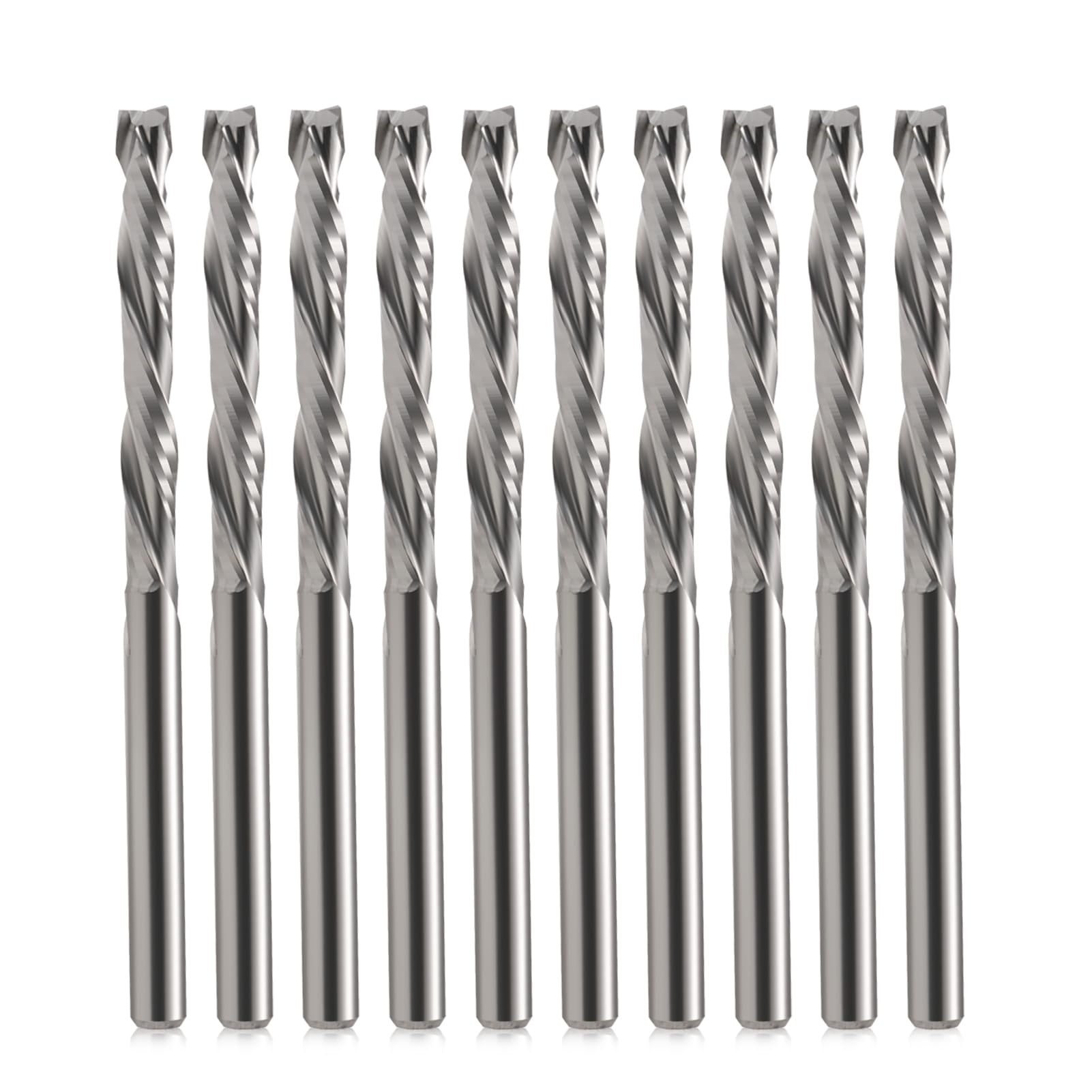 EU_HOZLY 3. 175 x 25 mm UP & DOWN cięcie dwóch fletów spiralnych mechanizm z węglików spiekanych przecinak narzędziowy do CNC Router Kompresja Drewniane Bity Opakowanie zawiera 10 sztuk