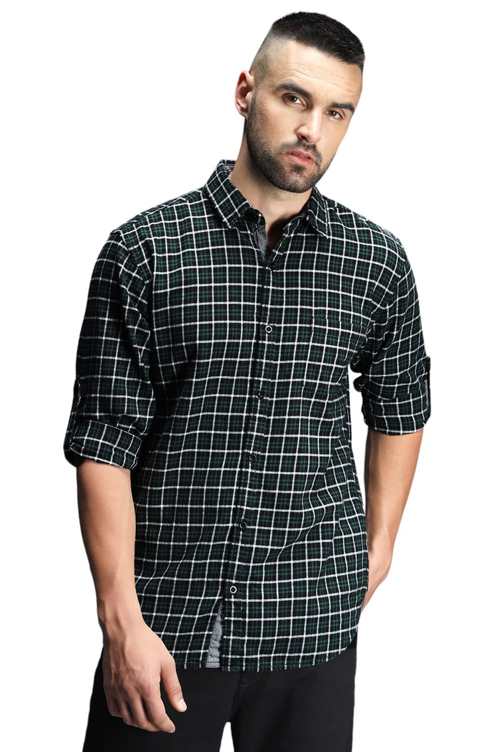 HIGH STAR Men Brown Smart Casual Regular Fit Spread Collar Long Sleeves shirt