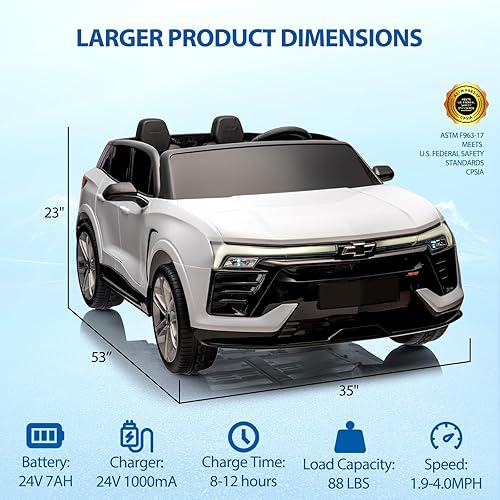 Miniatura 6 de Hetoy Chevrolet Blazer de 24 plazas con licencia de 24 V con control remoto para padres, 3 velocidades, música inalámbrica, reproductor de MP3,