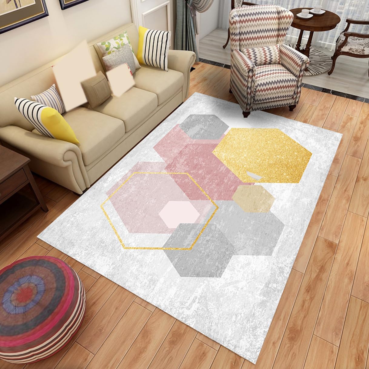 幾何学模様のラグ 約200cm x 274cm 幾何学模様のラグ 約200cm x 274cm